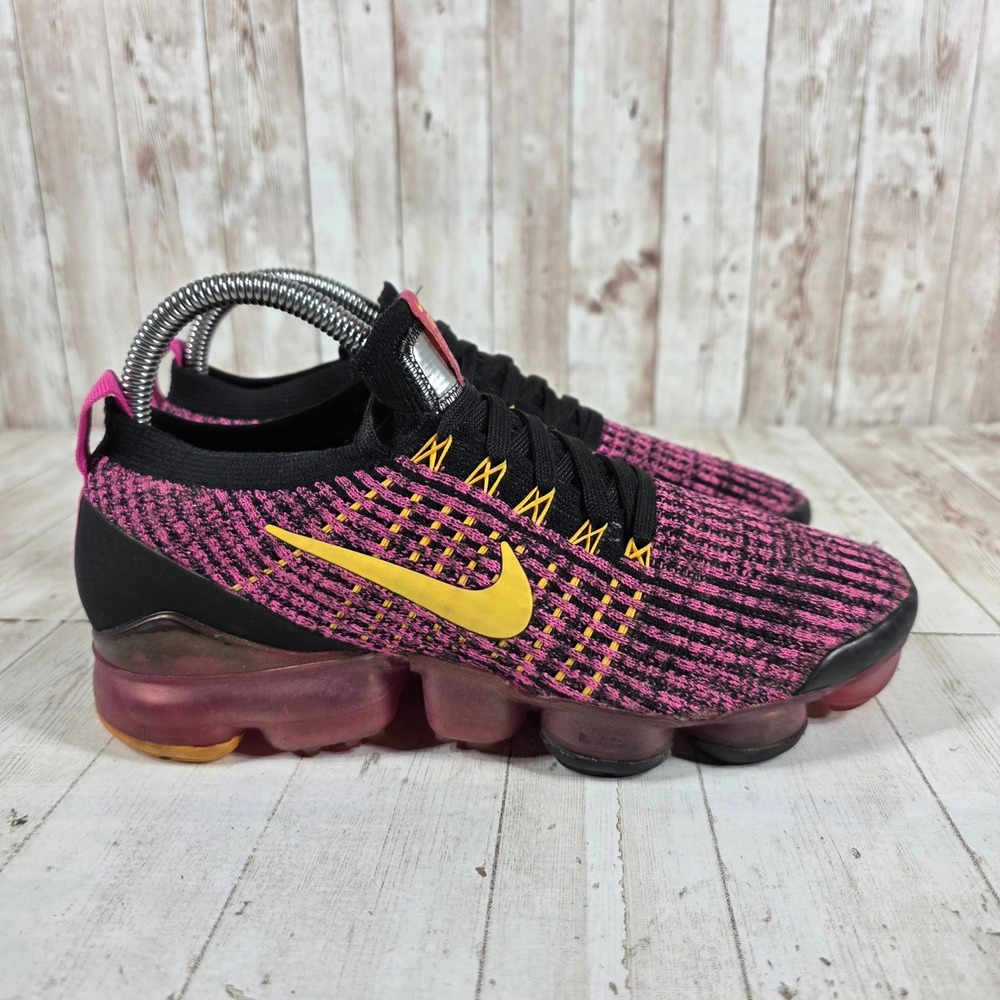 Nike Air VaporMax Flyknit 3 Womens Fuchsia Black Yellow AJ6910-600 Size 7